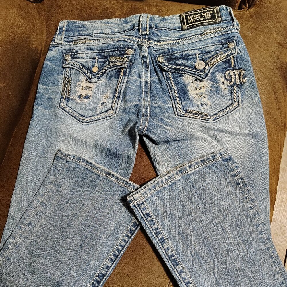 Miss Me Light Blue Distressed Bootcut Jeans